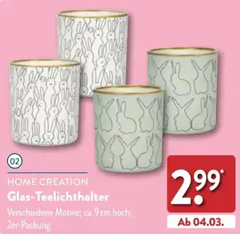 Aldi Nord HOME CREATION Glas-Teelichthalter Angebot