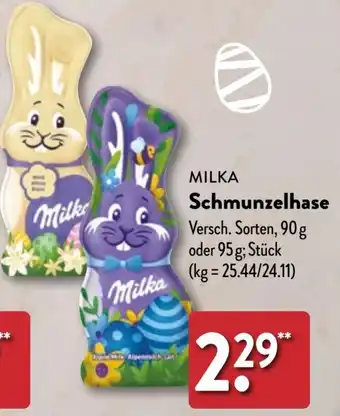 Aldi Nord MILKA Schmunzelhase 90 g oder 95 g Angebot