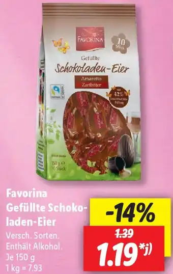 Lidl Favorina Gefüllte Schokoladen-Eier 150 g Angebot