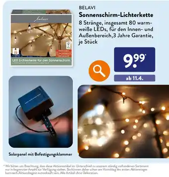 Aldi Süd BELAVI Sonnenschirm-Lichterkette Angebot