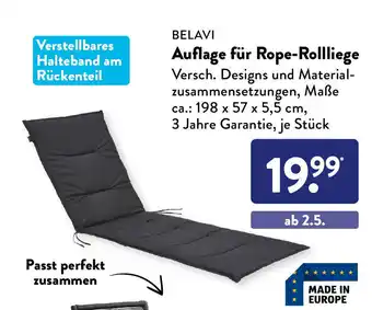 Aldi Süd BELAVI Auflage für Rope-Rollliege Angebot