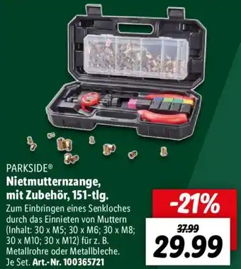 Lidl PARKSIDE Nietmutternzange, mit Zubehör, 151-tlg. Angebot