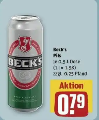 REWE Beck's Pils 0,5-l-Dose Angebot