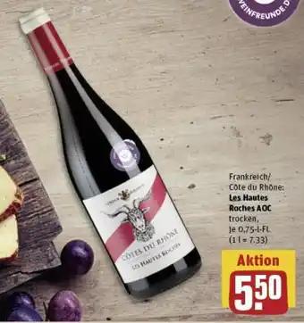 REWE Frankreich/ Côte du Rhône: Les Hautes Roches AOC0,75 l Fl. Angebot