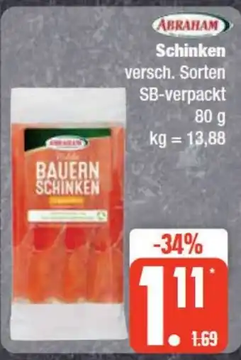 Edeka Frischemarkt ABRAHAM Schinken 80 g Angebot