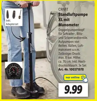 Lidl CRIVIT Standluftpumpe XL mit Manometer Angebot