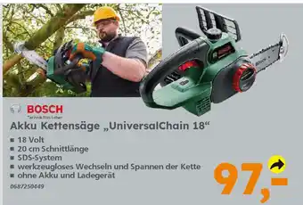 Globus Baumarkt BOSCH Akku Kettensäge „UniversalChain 18" Angebot