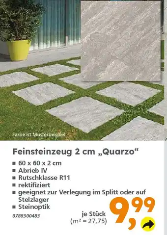 Globus Baumarkt Feinsteinzeug 2 cm ,,Quarzo" Angebot