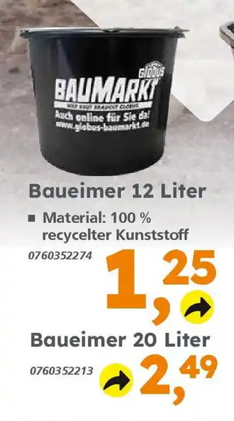 Globus Baumarkt Baueimer 20 Liter Angebot