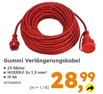 Globus Baumarkt Gummi Verlängerungskabel 25 Meter Angebot