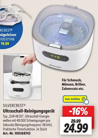 Lidl SILVERCREST Ultraschall-Reinigungsgerät ,,SUR 48 DS" Angebot