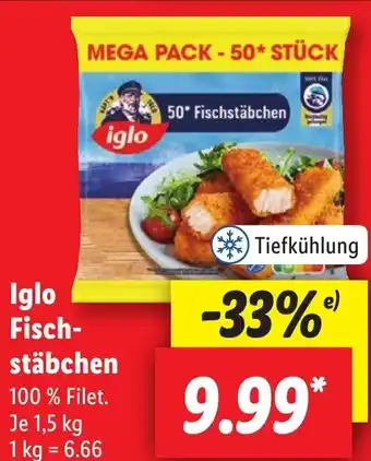 Lidl Iglo Fischstäbchen 1,5 kg Angebot