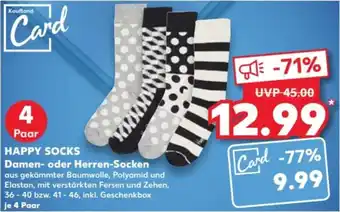 Kaufland HAPPY SOCKS Damen oder Herren-Socken 4 Paar Angebot