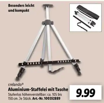 Lidl crelando Aluminium-Staffelei mit Tasche Angebot