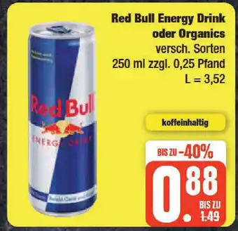 Edeka Red Bull Energy Drink oder Organics versch. Sorten 250ml Angebot