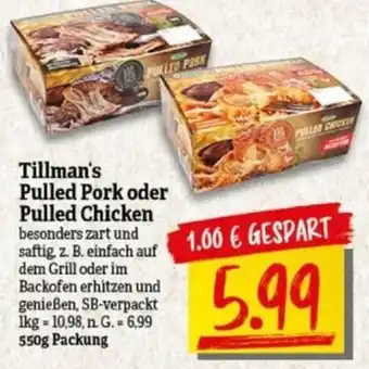 NP Discount Tillman's Pulled Pork oder Pulled Chicken 550g Angebot