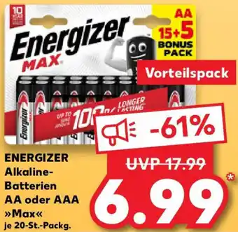 Kaufland ENERGIZER Alkaline-Batterien AA oder AAA ,,Max" Angebot