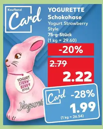 Kaufland YOGURETTE Schokohase Yogurt Strawberry Style 75 g Stuck Angebot