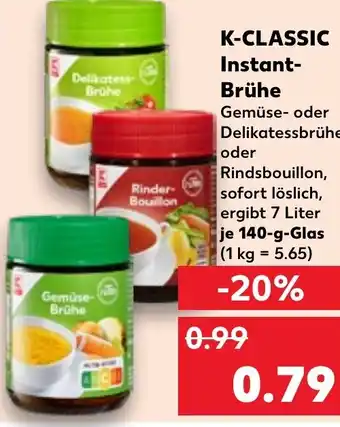 Kaufland K-CLASSIC Instant-Brühe 140 g Glas Angebot