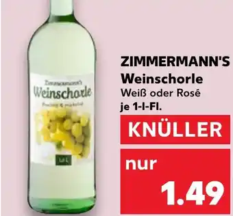 Kaufland ZIMMERMANN'S Weinschorle 1 l Fl. Angebot