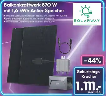 Netto Marken-Discount SOLARWAY Balkonkraftwerk 870 W mit 1,6 kWh Anker Speicher Angebot