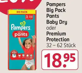 Rossmann Pampers Big Pack Pants Baby Dry oder Premium Protection 32 - 62 Stück Angebot