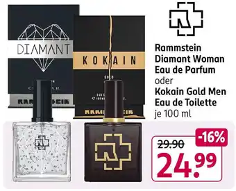 Rossmann Rammstein Diamant Woman Eau de Parfum oder Kokain Gold Men Eau de Toilette 100 ml Angebot