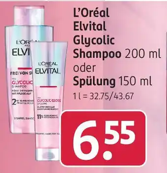 Rossmann L'Oréal Elvital Glycolic Shampoo 200 ml oder Spülung 150 ml Angebot