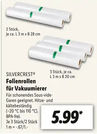 Lidl Silvercrest folienrollen für vakuumierer Angebot