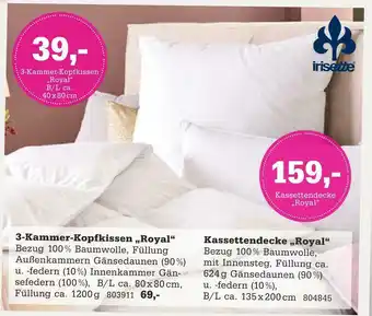 Höffner Irisette 3-kammer-kopfkissen „royal“ oder kassettendecke „royal“ Angebot