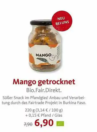 VollCorner Biomarkt Mango Getrocknet Bio.fair.direkt Angebot