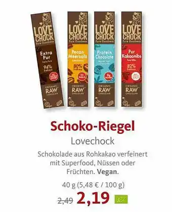 VollCorner Biomarkt Schoko-riegel Lovechock Angebot