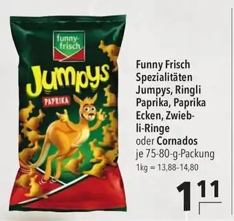 CITTI Markt Funny Frisch Spezialitäten Jumpys, Ringli Paprika, Paprika Ecken, Zwieb-li-Ringe oder Cornados je 75-80-g-Packung Angebot