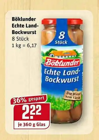 REWE Kaufpark Böklunder Echte Land-bockwurst Angebot