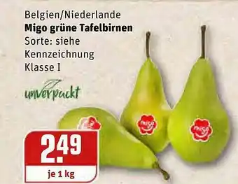 REWE Kaufpark Migo Grüne Tafelbirnen Angebot