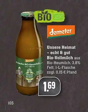 Scheck-in-Center Demeter Unsere Heimat Bio-vollmilch Angebot