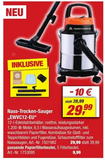 toom Baumarkt YARD FORCE Nass-Trocken-Sauger ,,EWVC12-EU" Angebot