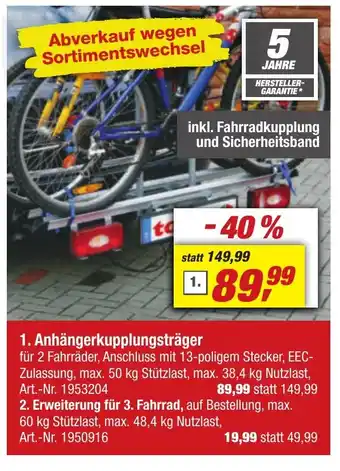 toom Baumarkt 1. Anhängerkupplungsträger Angebot