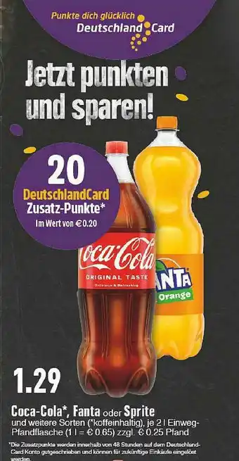 E-Center Coca-cola, Fanta Oder Sprite Angebot