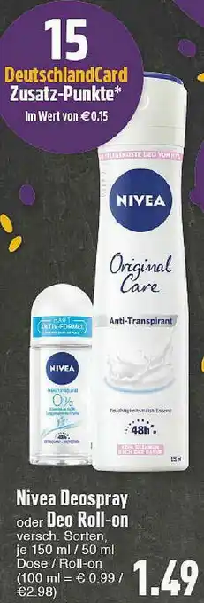 E-Center Nivea Deospray Oder Deo Roll On Angebot