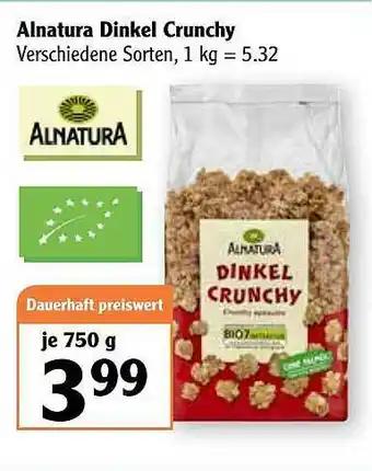 Globus Alnatura Dinkel Crunchy Angebot