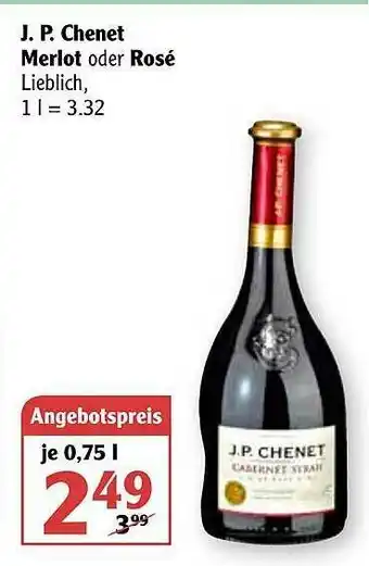 Globus J. P. Chenet Merlot Oder Rosé Angebot