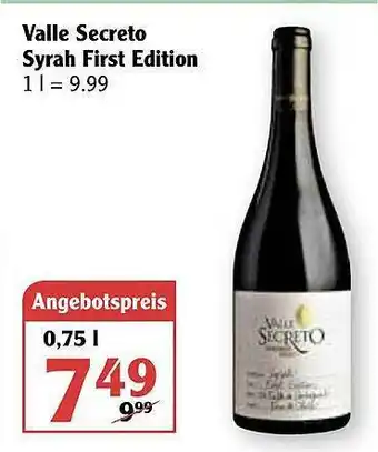 Globus Valle Secreto Syrah First Edition Angebot