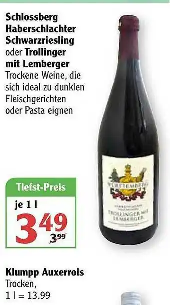 Globus Schlossberg Haberschlachter Schwarzriesling Oder Trollinger Mit Lemberger Angebot