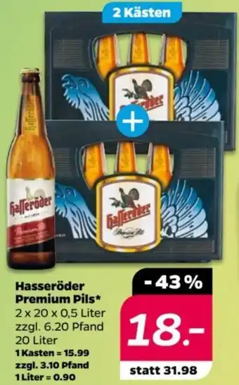 NETTO Hasseröder Premium Pils 2 x 20 x 0,5 Liter Angebot