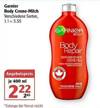 Globus Garnier Body Creme-milch Angebot