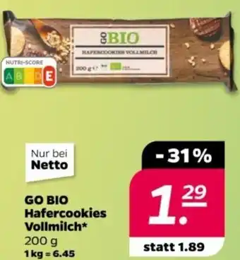 NETTO GO BIO Hafercookies Vollmilch 200 g Angebot