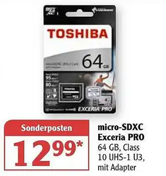 Globus Toshiba Micro SDXC Exceria PRO Angebot