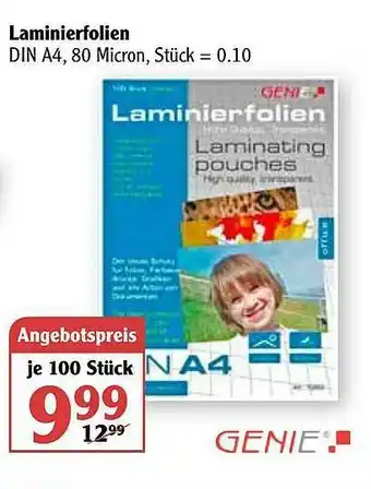 Globus Genie Laminierfolien Angebot