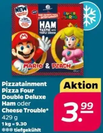 NETTO Pizzatainment Pizza Four Double Deluxe Ham oder Cheese Trouble 429 g Angebot